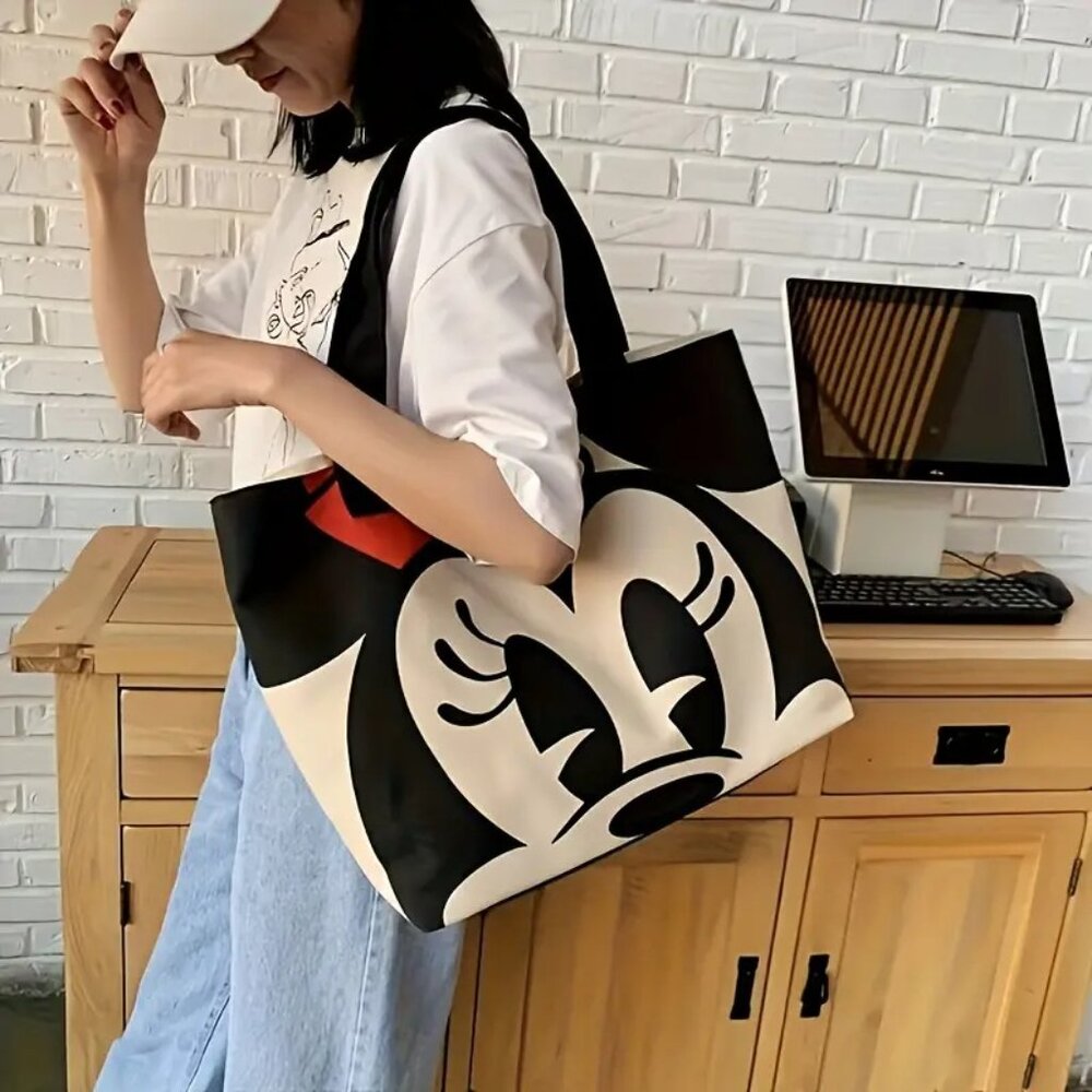 Disney Minnie Mouse Tote Bag Canvas Large Shopper Beach Bag 17”x12”  New - Picture 3 of 7